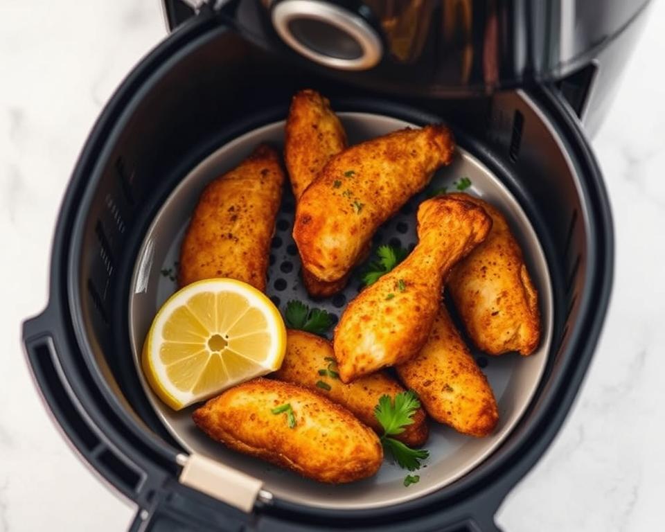 Cozimento saudável de iscas de frango na Airfryer