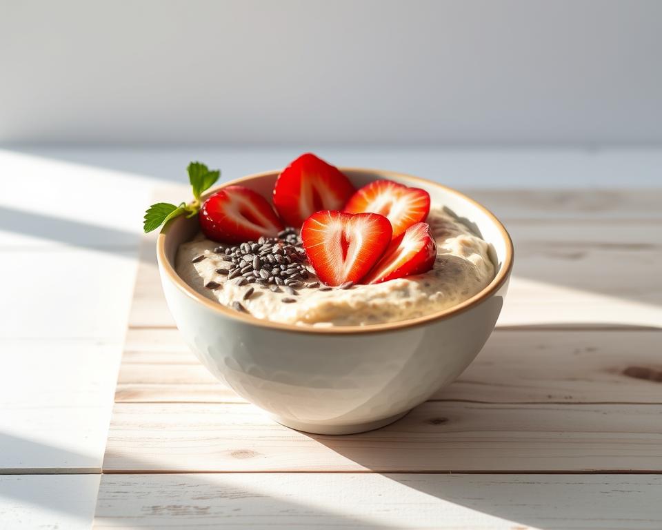 Overnight Oats com Chia e Morango
