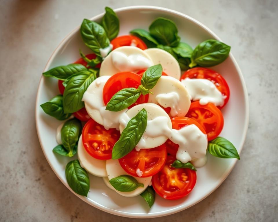 Salada Caprese com Molho de Iogurte