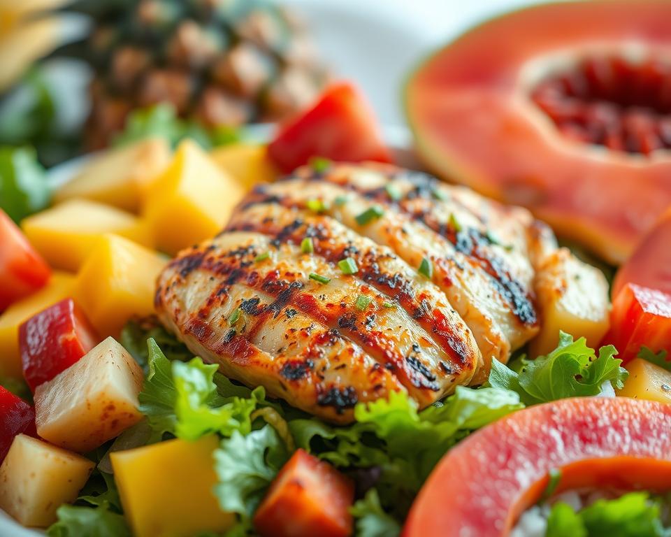 Salada Tropical com Frango Grelhado