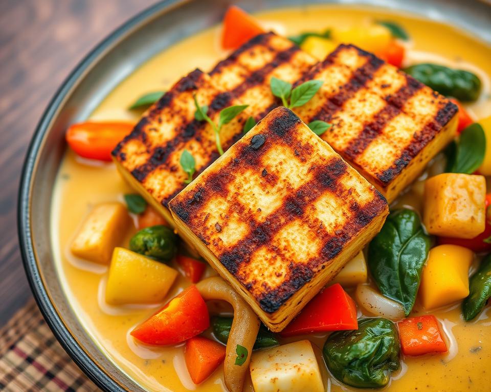 Tofu Grelhado com Legumes ao Curry