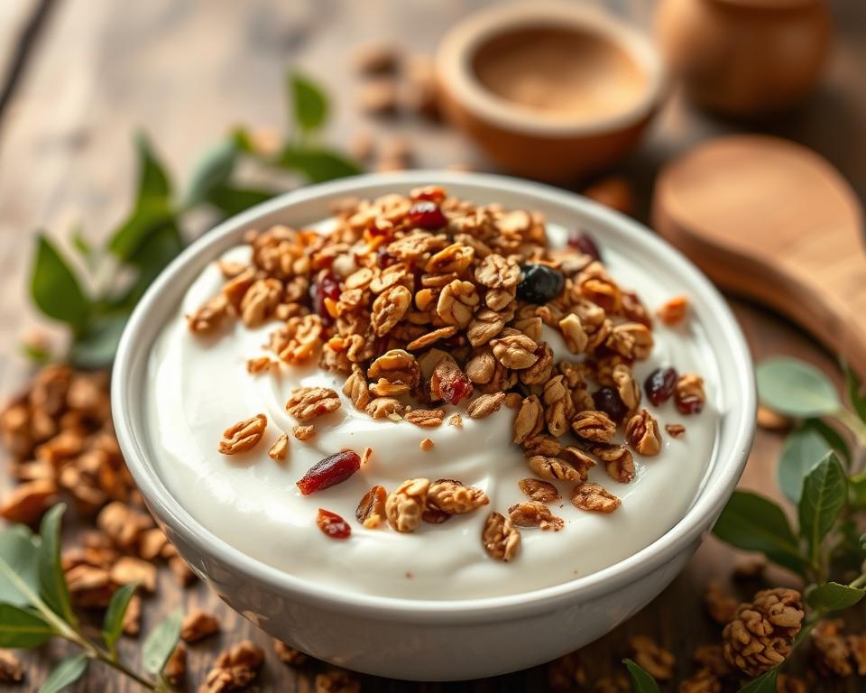 benefícios do iogurte natural com granola caseira