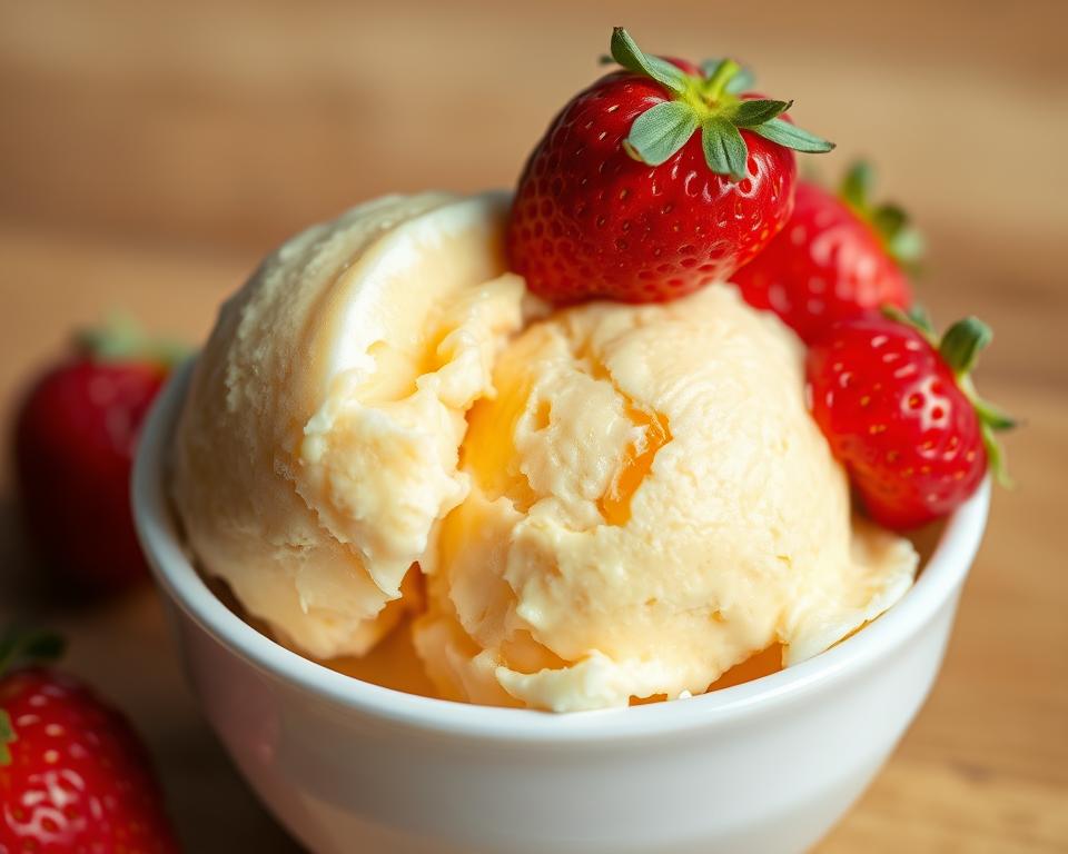 sorvete de banana com morango