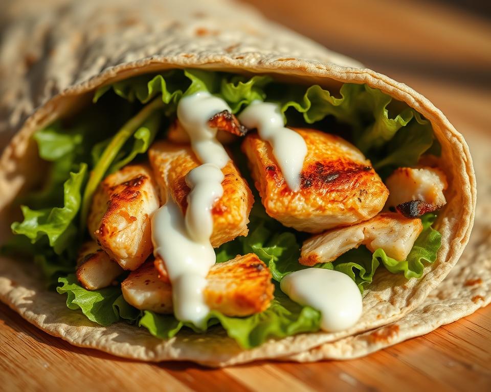 wrap integral com frango e alface